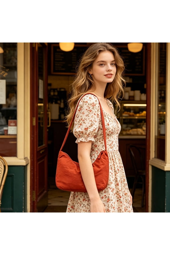 Home Organization on Clearance! Women's Solid Color Handheld Bag Large Capacity Soft Nylon Bag Armpit Bag Style Shoulder