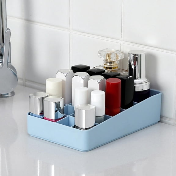 Home Organizer Bedside Table Organizer Makeup Organizer |Cosmetics Storage Box(15 Compartments ) Storage Case,Blue,Pp