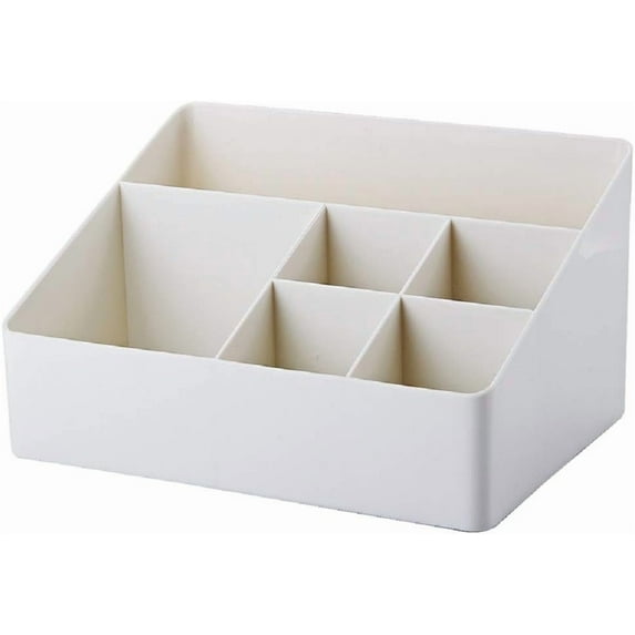 Home Organizer Bedside Table Organizer Makeup Organizer |Cosmetics Storage Box - 6 Compartments (White)