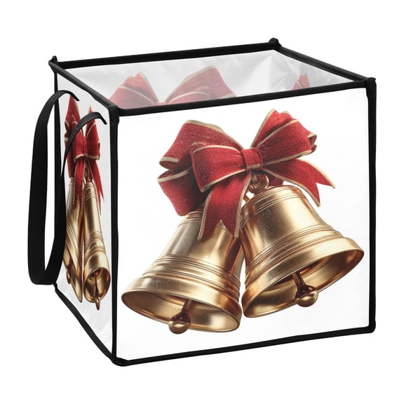 Home Organizer Foldable Fabric Storage Bin With Handle 3d Christmas Bells