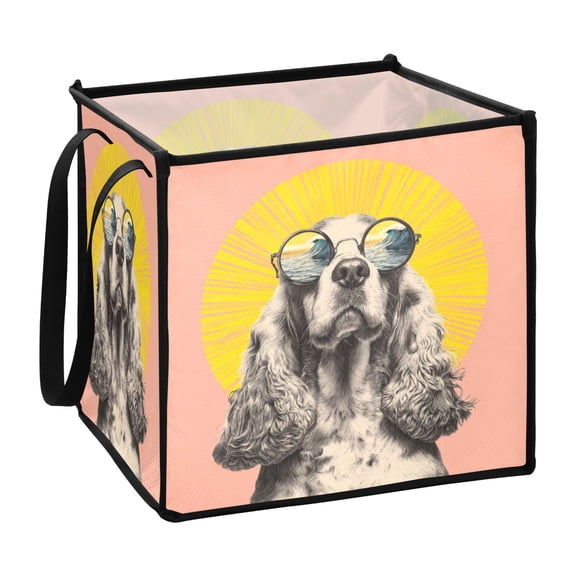 Home Organizer Foldable Fabric Storage Bin With Handle A Cute Cocker Dog