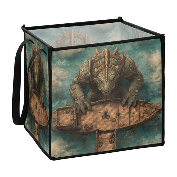 Home Organizer Foldable Fabric Storage Bin With Handle Awakened Crusoe-style Monster