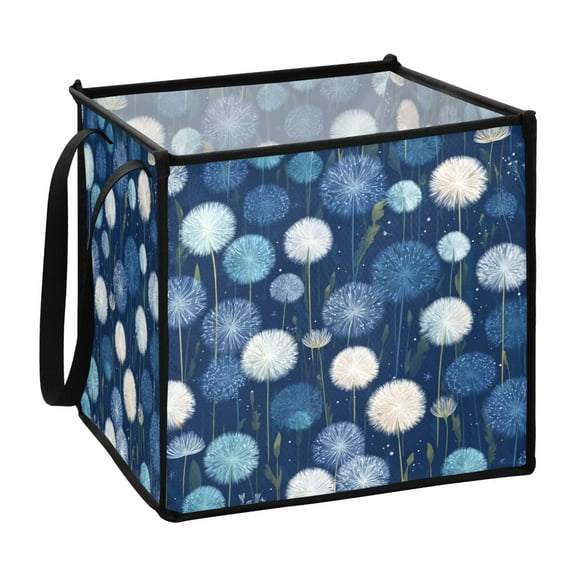 Home Organizer Foldable Fabric Storage Bin With Handle Blue Dandelion