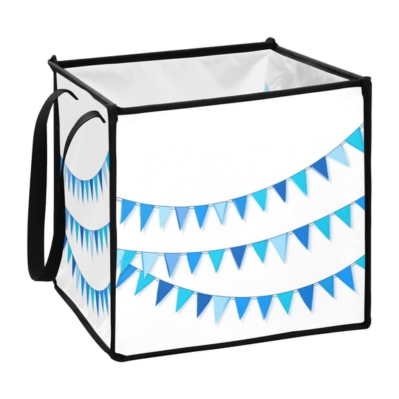 Home Organizer Foldable Fabric Storage Bin With Handle Blue Gradient Celebration