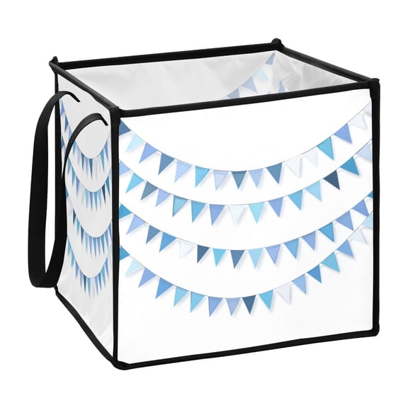 Home Organizer Foldable Fabric Storage Bin With Handle Blue Gradient Triangle