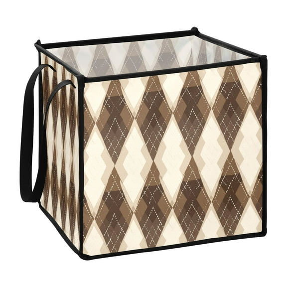 Home Organizer Foldable Fabric Storage Bin With Handle Brown