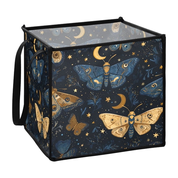 Home Organizer Foldable Fabric Storage Bin With Handle Butterflies Moon Vector