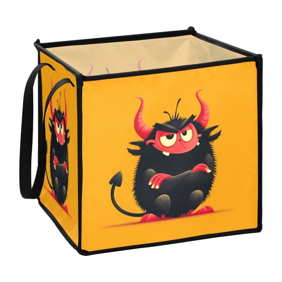 Home Organizer Foldable Fabric Storage Bin With Handle Cartoon Little Devil