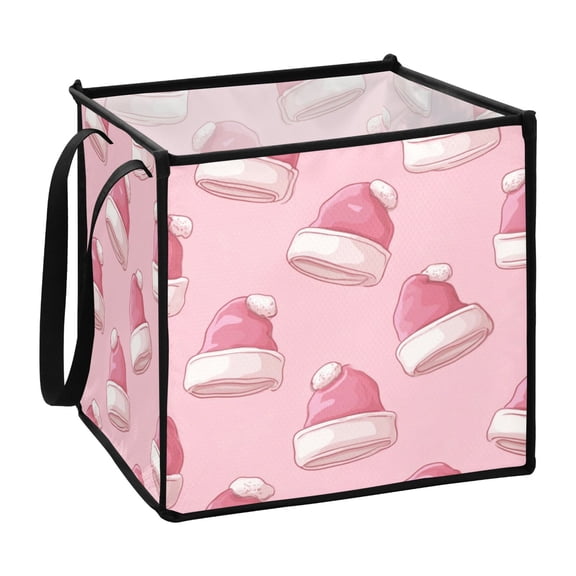 Home Organizer Foldable Fabric Storage Bin With Handle Christmas Hat