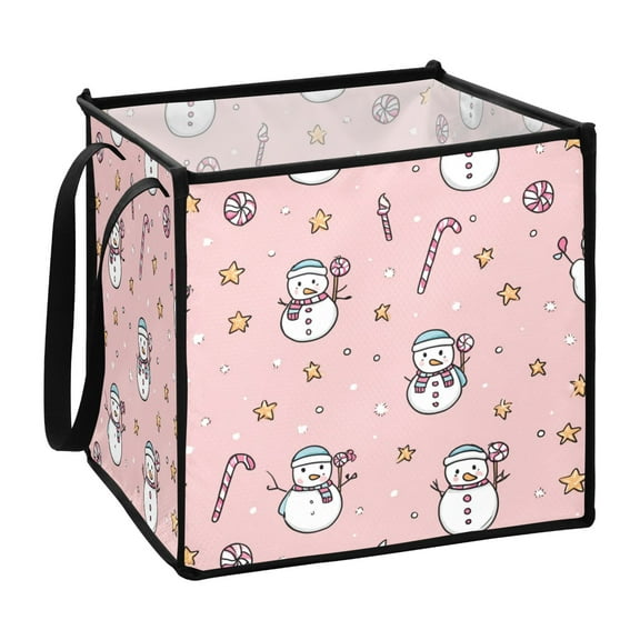 Home Organizer Foldable Fabric Storage Bin With Handle Christmas Snowman