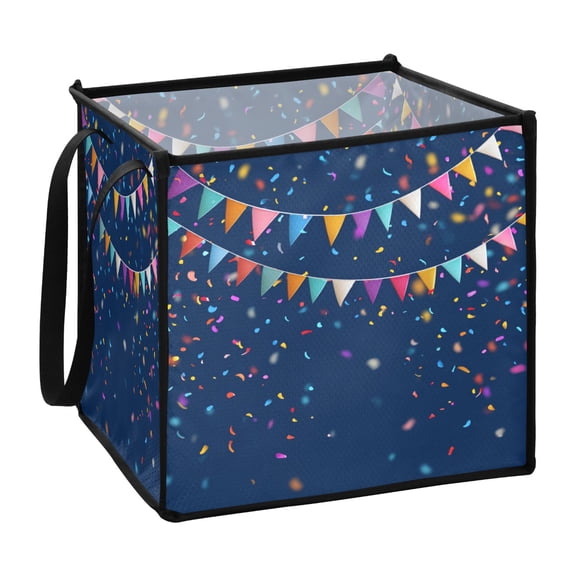 Home Organizer Foldable Fabric Storage Bin With Handle Colorful Flags