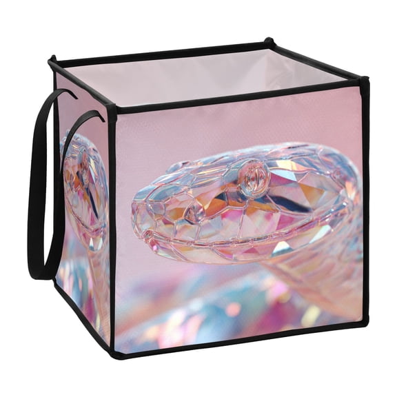 Home Organizer Foldable Fabric Storage Bin With Handle Crystal Snake