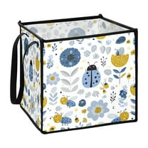 Home Organizer Foldable Fabric Storage Bin With Handle Cute Flowers Ladybugs