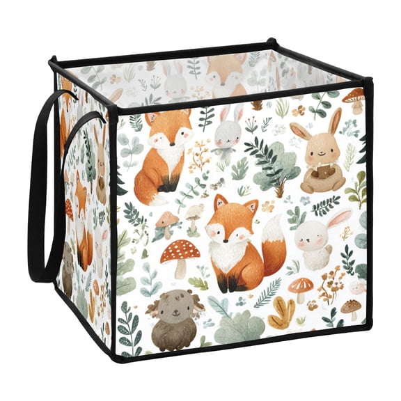 Home Organizer Foldable Fabric Storage Bin With Handle Cute Woodland Animals