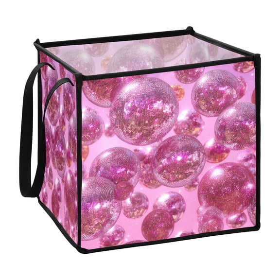 Home Organizer Foldable Fabric Storage Bin With Handle Disco Balls