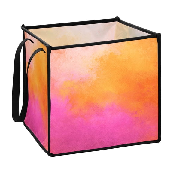 Home Organizer Foldable Fabric Storage Bin With Handle Dye Painting