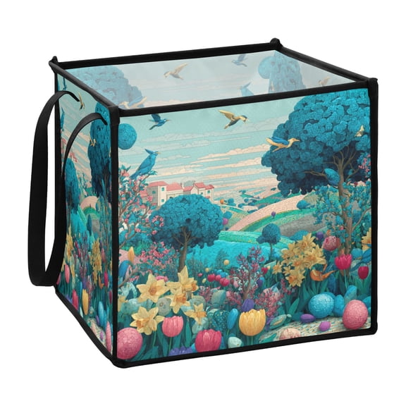 Home Organizer Foldable Fabric Storage Bin With Handle Easter Egg