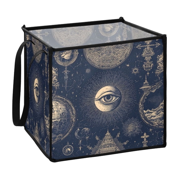 Home Organizer Foldable Fabric Storage Bin With Handle Esoteric Occult Elements