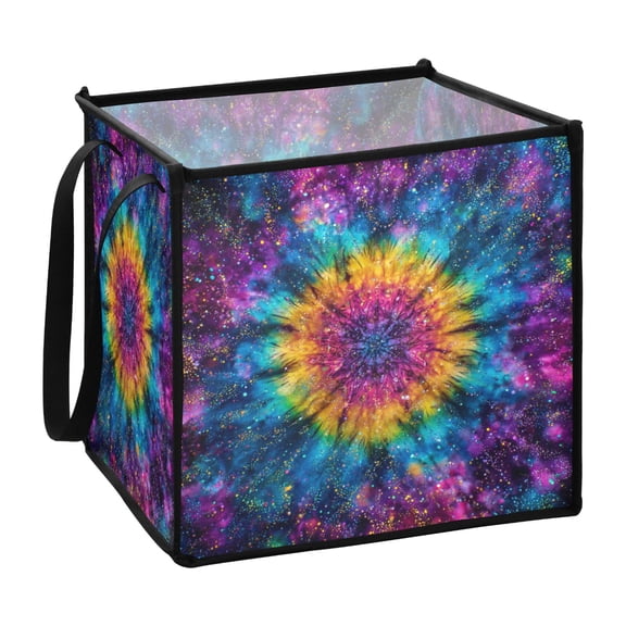 Home Organizer Foldable Fabric Storage Bin With Handle Explosion Of Rainbow