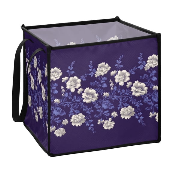 Home Organizer Foldable Fabric Storage Bin With Handle Floral Antique Style