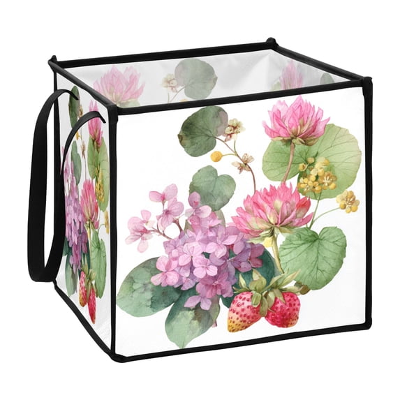 Home Organizer Foldable Fabric Storage Bin With Handle Floral