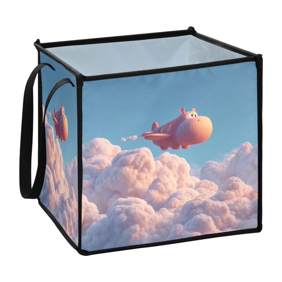 Home Organizer Foldable Fabric Storage Bin With Handle Flying above The Sky