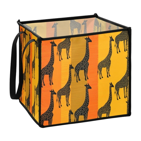 Home Organizer Foldable Fabric Storage Bin With Handle Giraffe Stripes Vector