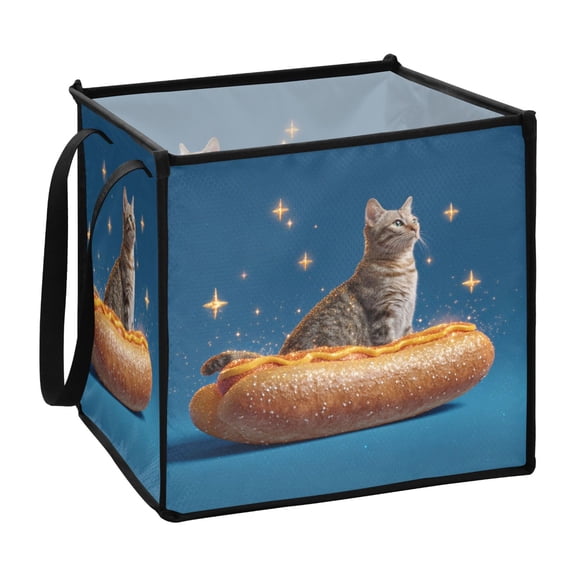 Home Organizer Foldable Fabric Storage Bin With Handle Glittering Stars