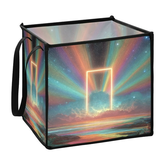 Home Organizer Foldable Fabric Storage Bin With Handle Glowing Neon