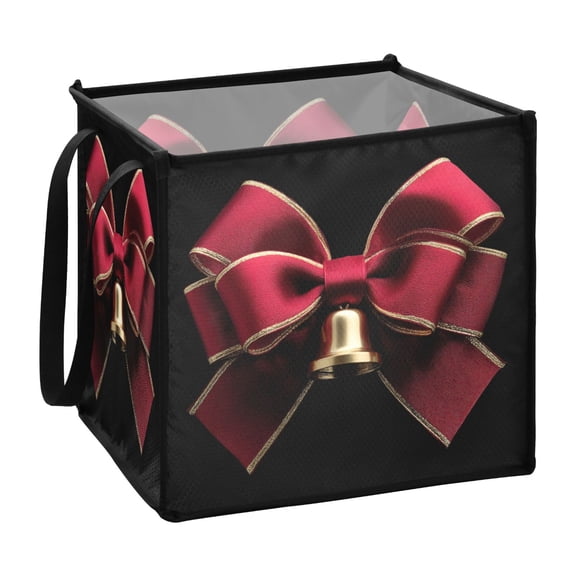 Home Organizer Foldable Fabric Storage Bin With Handle Gold Bell