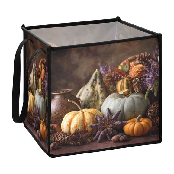 Home Organizer Foldable Fabric Storage Bin With Handle Gourds Pine Cones