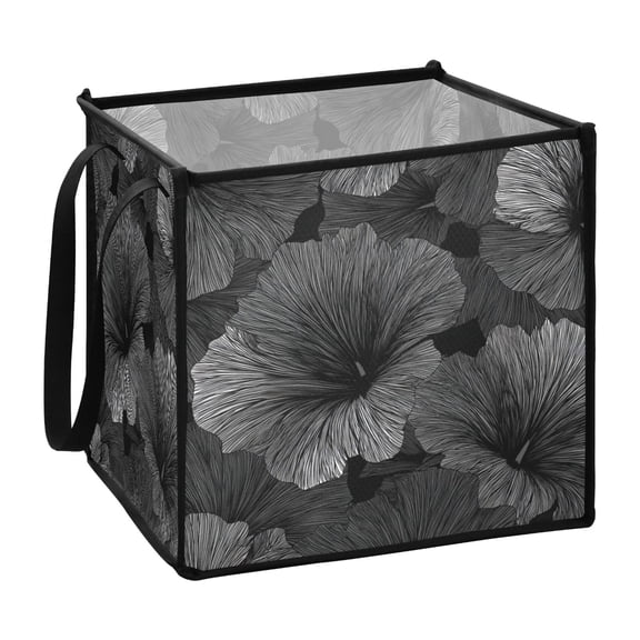 Home Organizer Foldable Fabric Storage Bin With Handle Hibiscus Petals