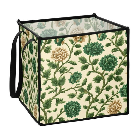 Home Organizer Foldable Fabric Storage Bin With Handle Indian Style Flower