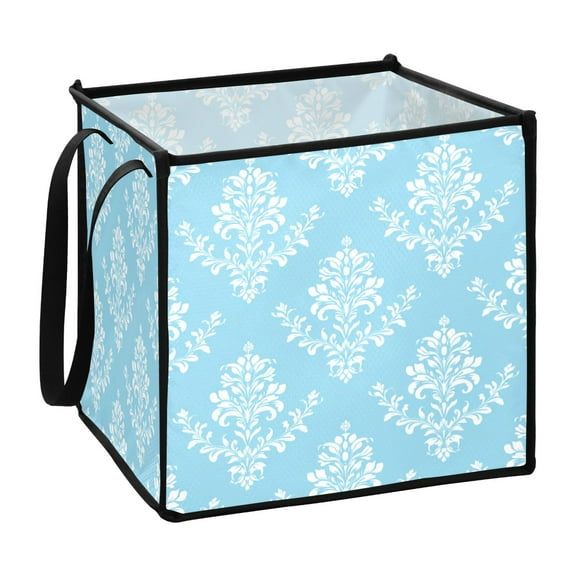 Home Organizer Foldable Fabric Storage Bin With Handle Light Blue Background