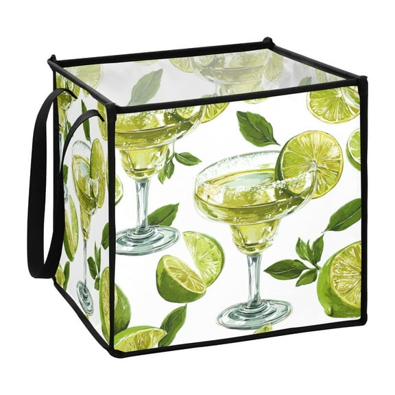 Home Organizer Foldable Fabric Storage Bin With Handle Margarita Glasses