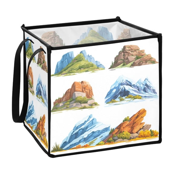 Home Organizer Foldable Fabric Storage Bin With Handle Mountain Landscape