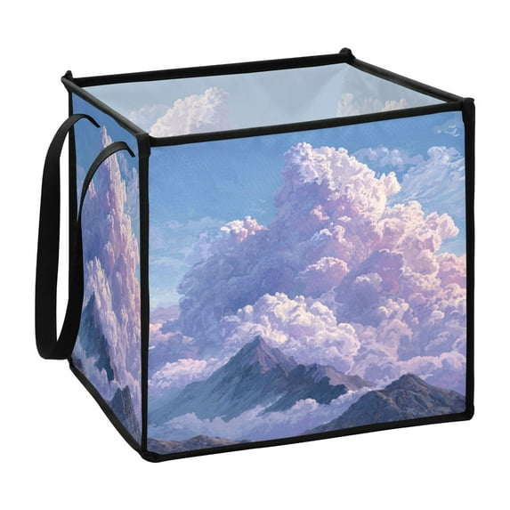 Home Organizer Foldable Fabric Storage Bin With Handle Mountain and Cloud
