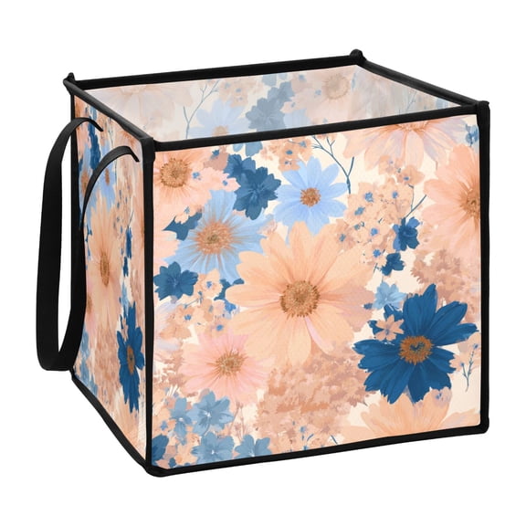 Home Organizer Foldable Fabric Storage Bin With Handle Pastel Peach