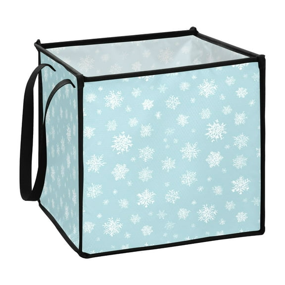 Home Organizer Foldable Fabric Storage Bin With Handle Pattern Of Snowflakes
