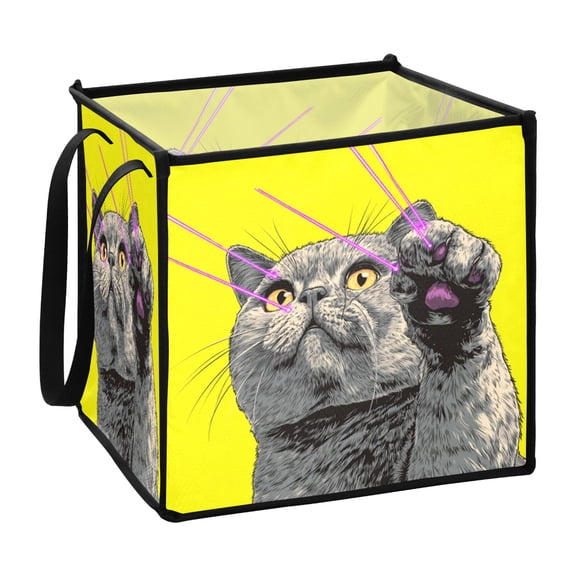 Home Organizer Foldable Fabric Storage Bin With Handle Purple Lasers