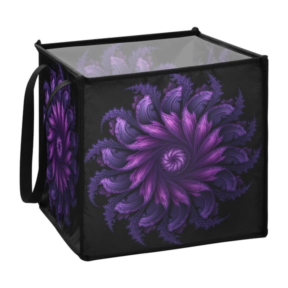 Home Organizer Foldable Fabric Storage Bin With Handle Purple Swirl