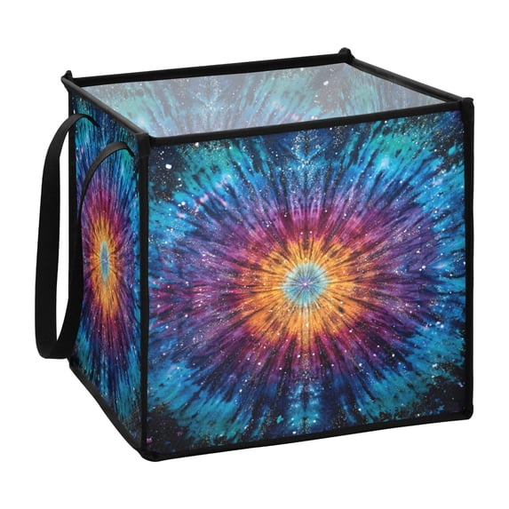 Home Organizer Foldable Fabric Storage Bin With Handle Rainbow Colors
