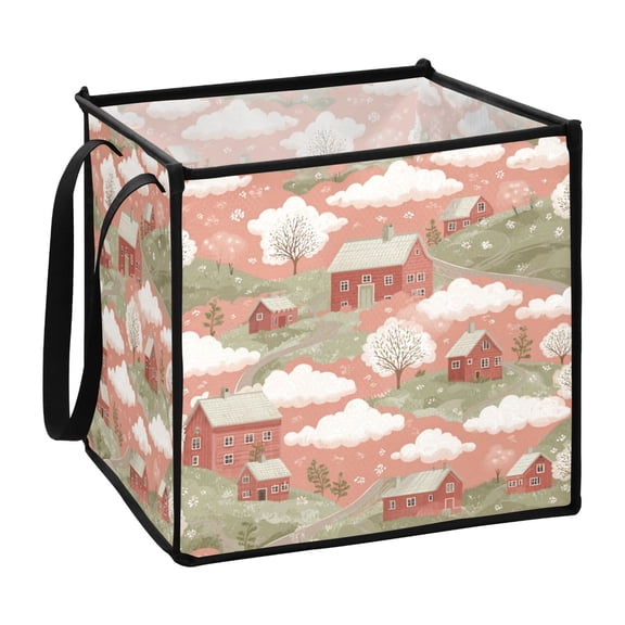 Home Organizer Foldable Fabric Storage Bin With Handle Scandinavian Farmhouses