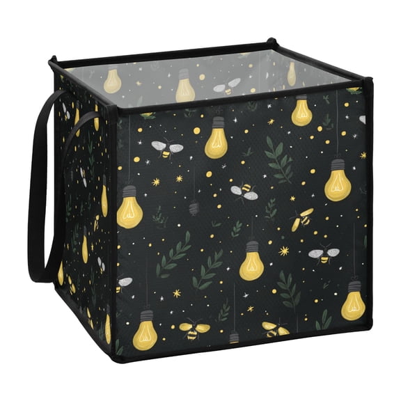 Home Organizer Foldable Fabric Storage Bin With Handle Seamless Pattern with Fireflies