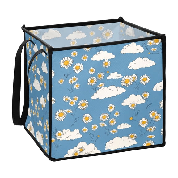 Home Organizer Foldable Fabric Storage Bin With Handle Simple Line Art