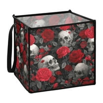 Home Organizer Foldable Fabric Storage Bin With Handle Skulls&red Roses