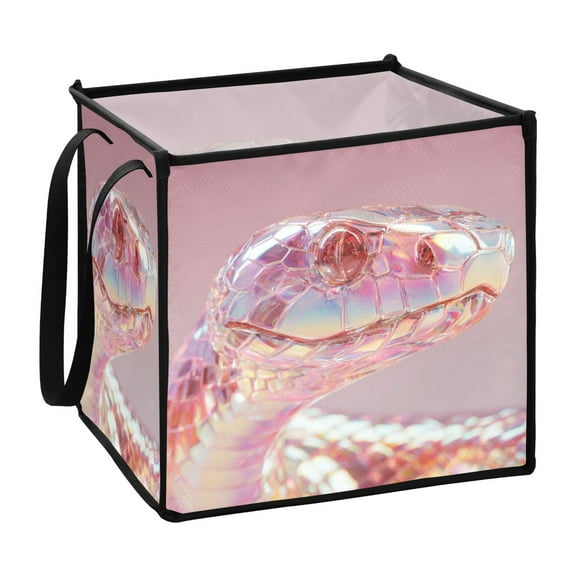 Home Organizer Foldable Fabric Storage Bin With Handle Snake Holographic Style