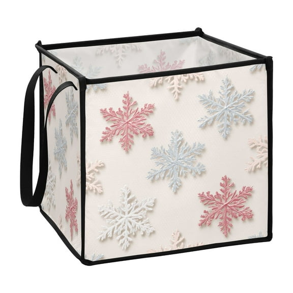 Home Organizer Foldable Fabric Storage Bin With Handle Snowflake