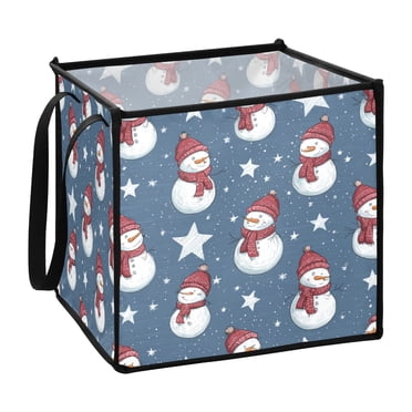 Home Organizer Foldable Fabric Storage Bin With Handle Snowmen with Scarf
