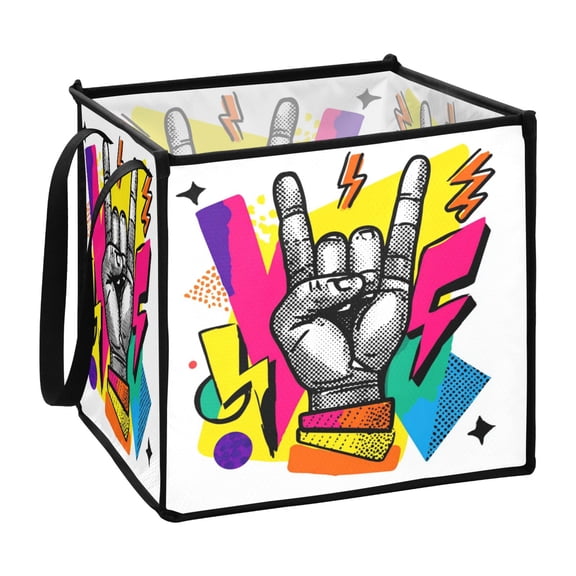 Home Organizer Foldable Fabric Storage Bin With Handle The Rock Sign